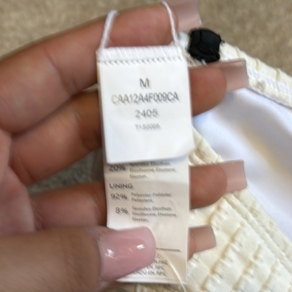 Cupshe x jojo Coastal Rib Piping Bandeau Top & High Cut Bottoms Set Size M  BNWT - Picture 6 of 6